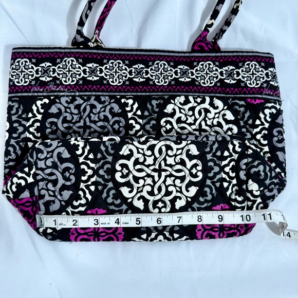 Vera Bradley Elegant Black and Pink Patterned Tote Bag - Picture 5 of 7